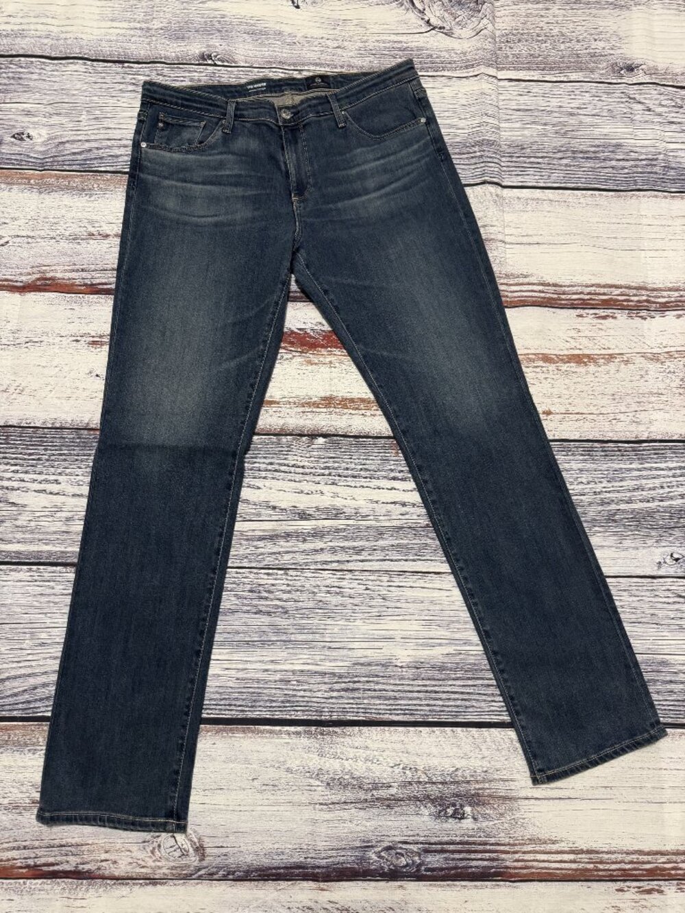 AG Adriano Goldschmied The Harper Straight Jeans Women's 32R Dark Blue Stretch 3